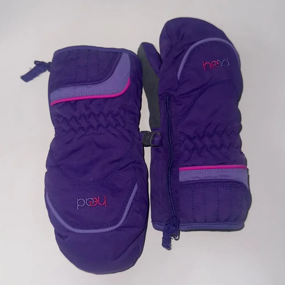 HEAD Purple Winter Zipper + Clip Mittens | Kids Small